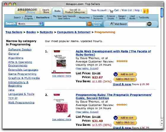 Screenshot of Amazon page